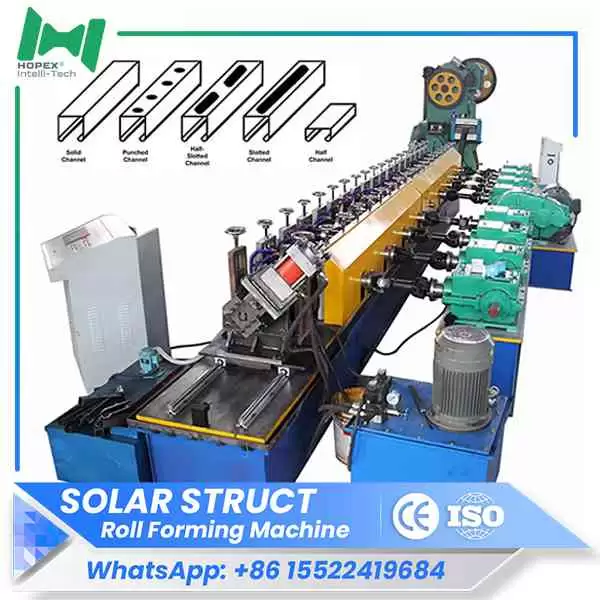 Solar panel mounting structure roll forming machine